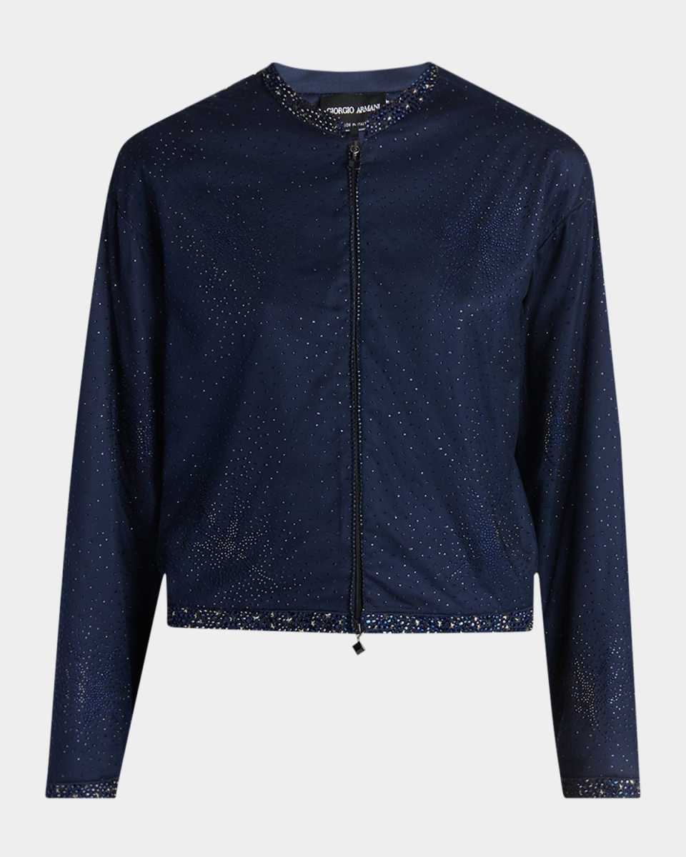 Embellished Tulle And Silk Bomber Jacket